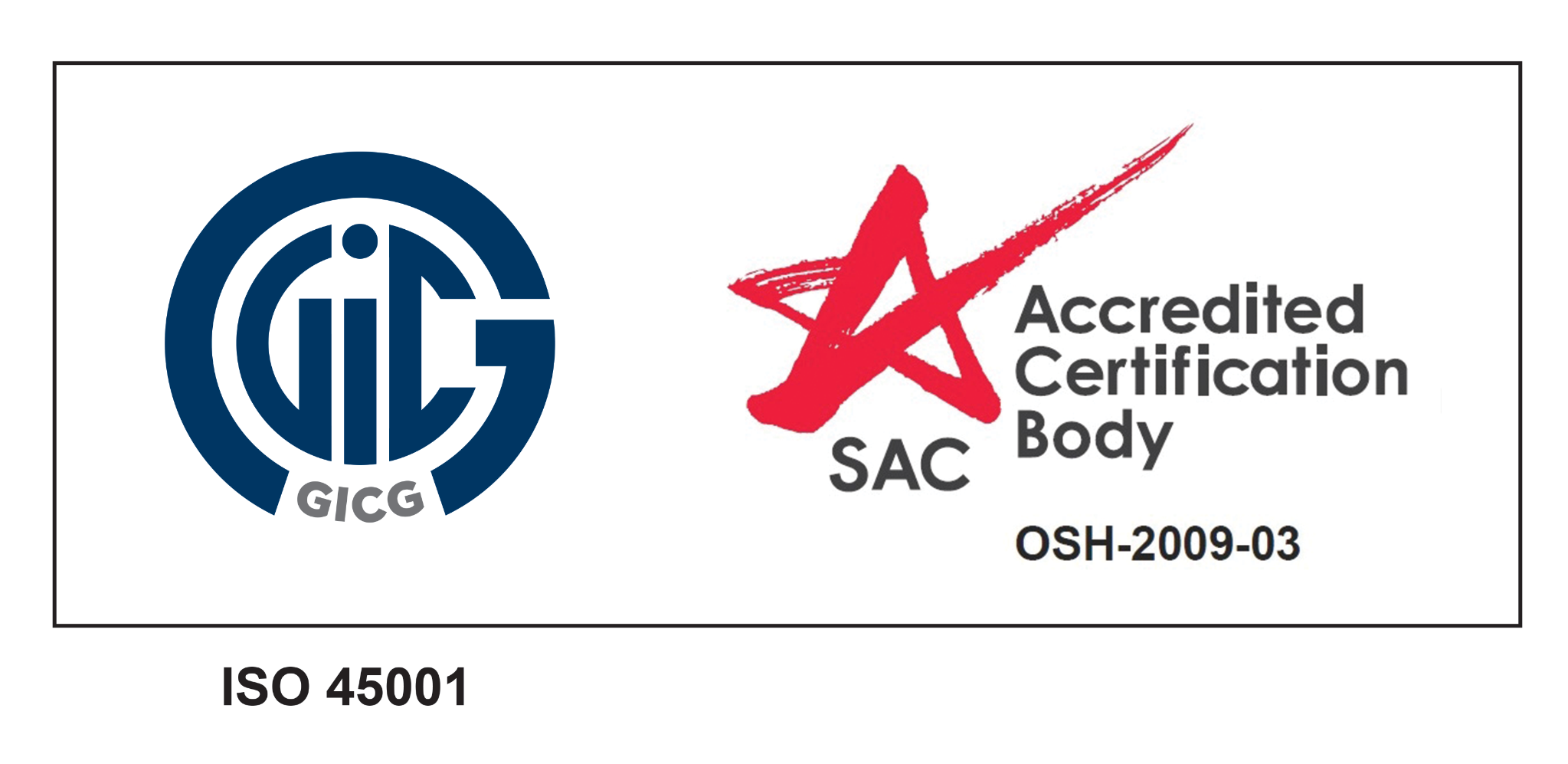 GICG and SAC combined mark for ISO 45001